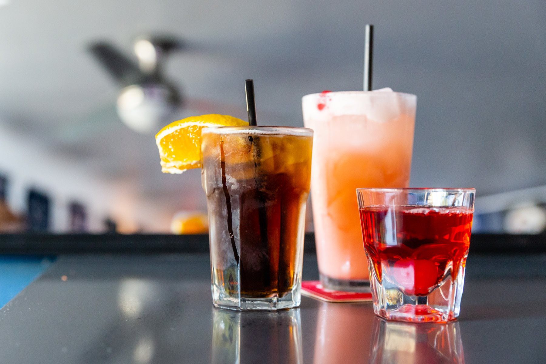 A round of drinks from the bar