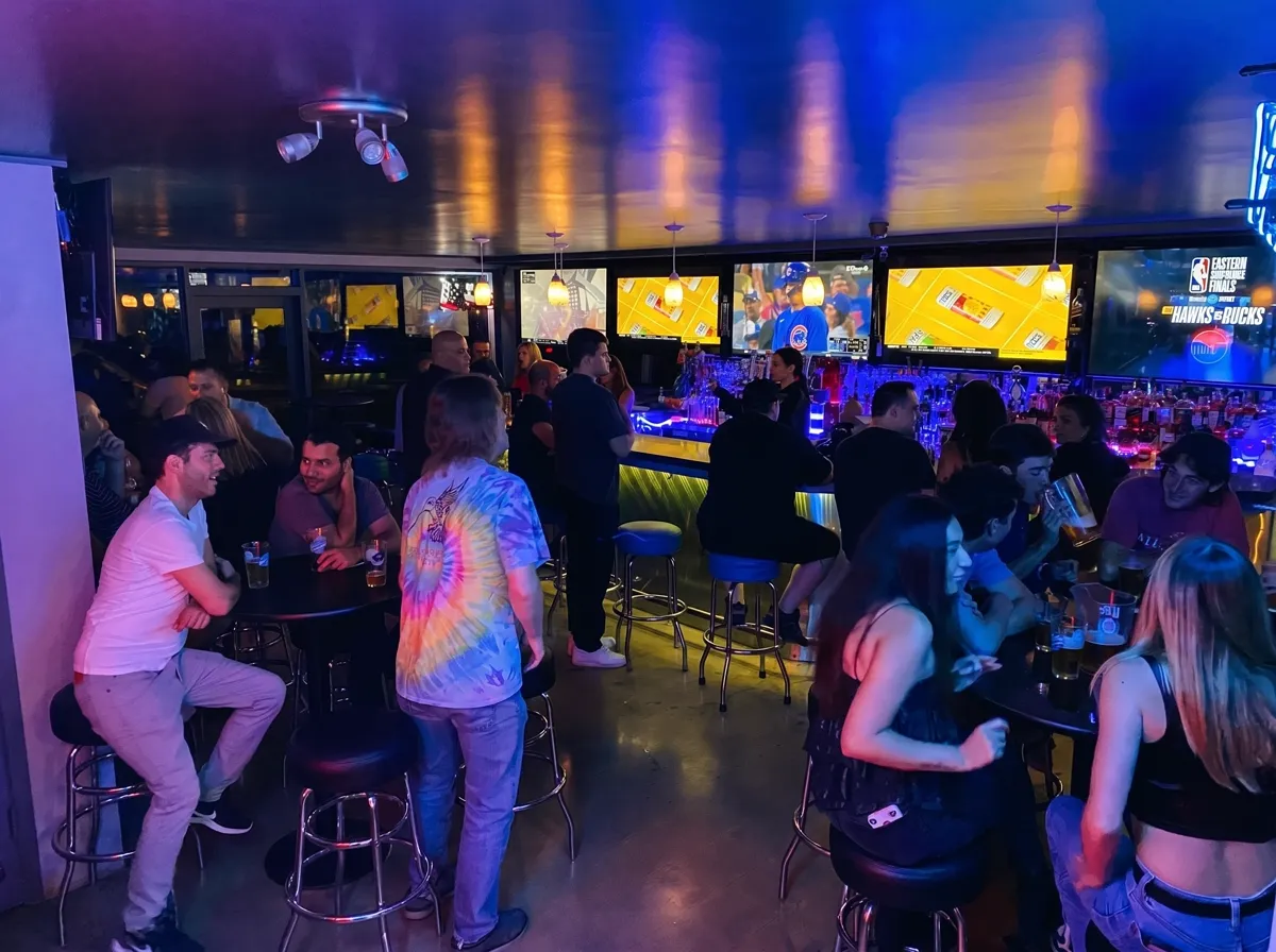Inside The Blue Moon Lounge on a sports night